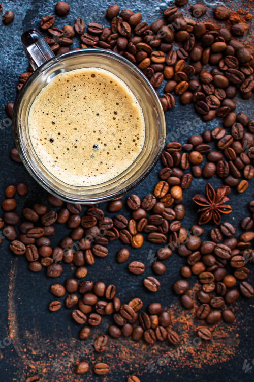 Preview: Healthy Breakfast Coffee And Sandwich, (Delicious Snack) Menu Concept. Food Background. Top View