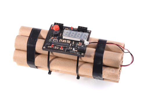 Preview: Dynamit With Stop Watch Detonator On A White Background