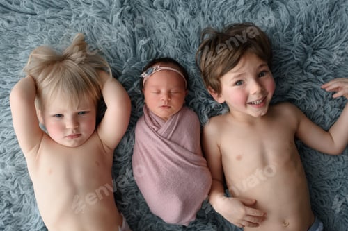 Preview: Two brothers will lie down next to his newborn sister.