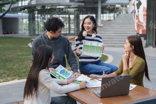 Preview: Young asian students collaborating on esg sustainability strategy