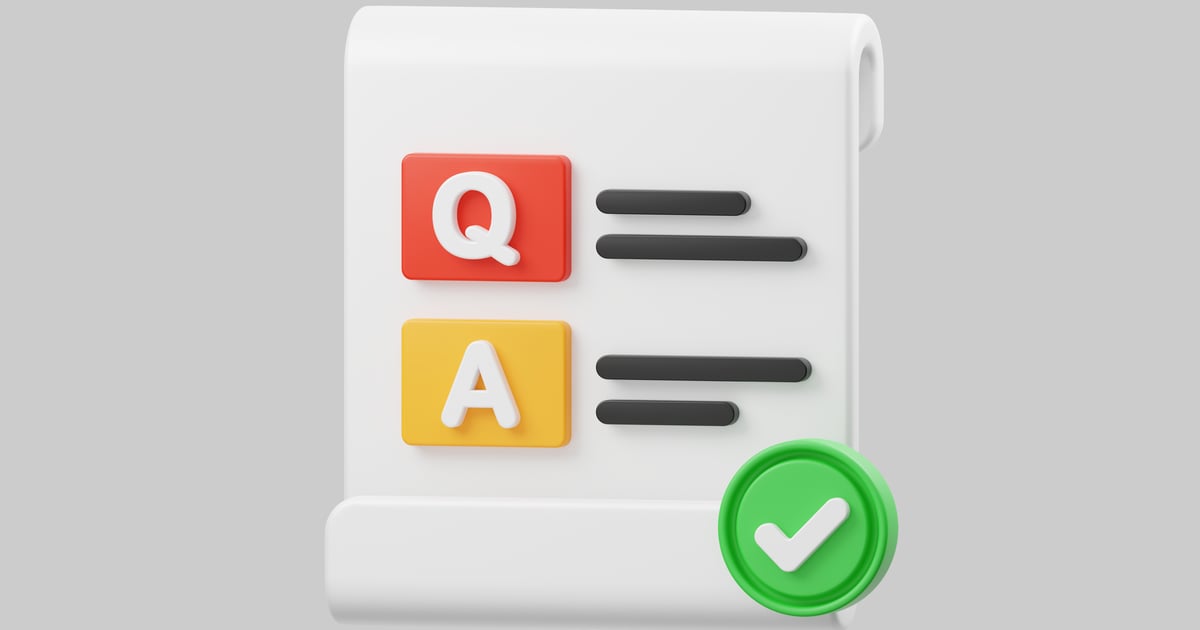 Q&a document with checkmark 3D, Incl. answer & document - Envato