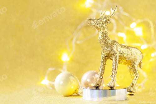 Preview: Winter fir tree gold color palette with christmas decor.