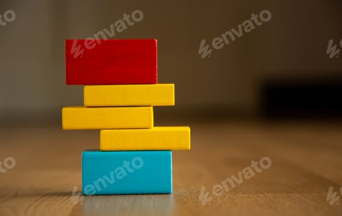 Preview: Colorful wooden blocks balancing on each other, building a structure