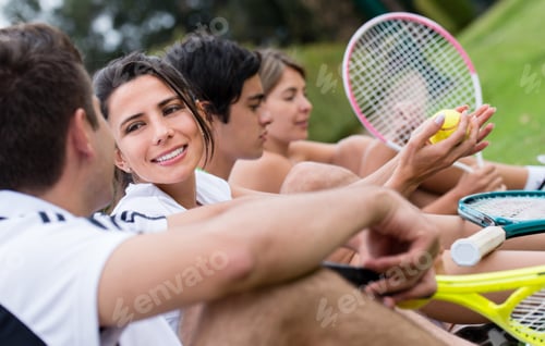 Preview: Group Of Tennis Players Taking At The Court