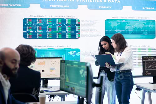 Preview: Professional forecast affiliates group work in monitoring room