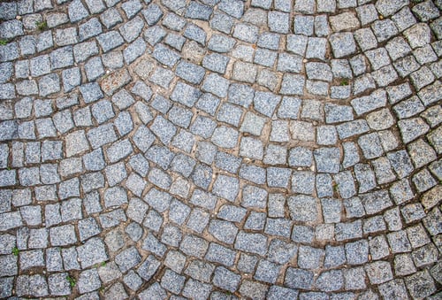 Preview: stone paving stones, cobblestone road, black and white photo