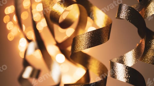 Preview: Gold And Silver Blurred Ribbons For Anniversary, Gift, Shopping, Sale Concept Background