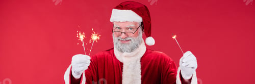 Preview: Holding Sparklers Santa Claus with Red Background