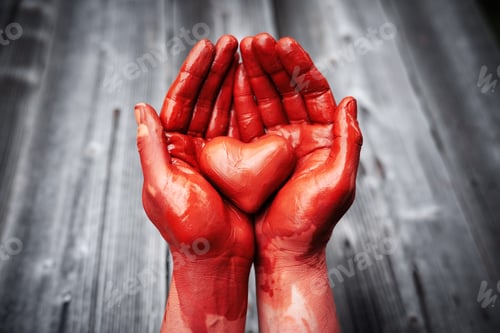 Preview: Heart made of potter's clay in the hands of a master potter
