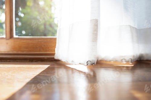 Preview: Defocus of bokeh light in the morning, view through the window.