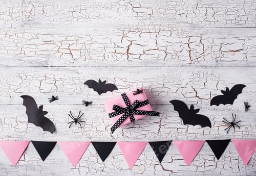 Preview: Pink and black decoration for Halloween