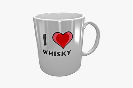 Preview: White ceramic mug with "i love whisky" graphic