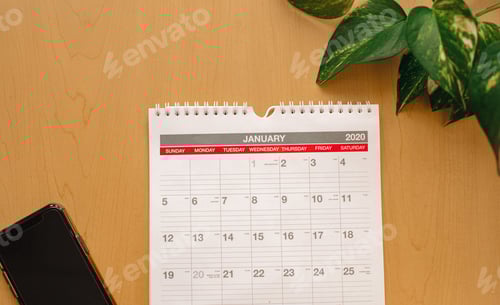 Preview: Planning and events, month of January on a calendar