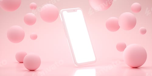 Preview: Mobile 3d rendering stage display background mockup pink