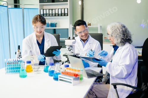 Preview: Dynamic science lab where a team of scientists collaborates on research, testing, and innovation