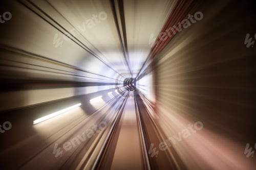 Preview: Long Exposure Shot Capturing the Swift Motion of a Metro Tunnel in an Underground Setting