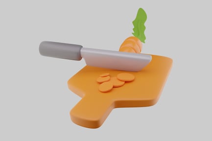 Preview: Cutting board with knife and carrot