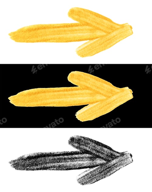 Preview: hand drawn gold and black colors painted smear arrows