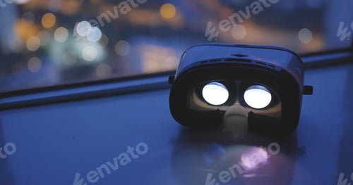 Preview: Virtual reality device with the city background at night
