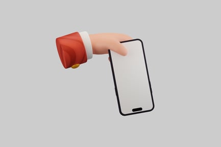 Preview: Cartoon hand holding phone isolated