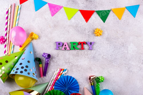 Preview: Birthday party celebration concept with papaer hat