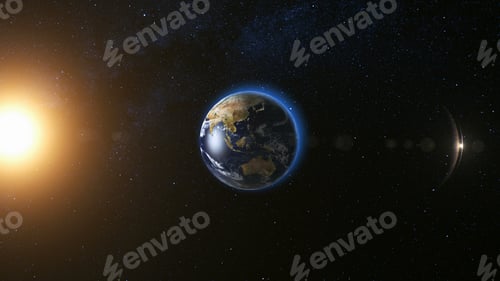 Preview: Space view on Planet Earth and Sun in Universe
