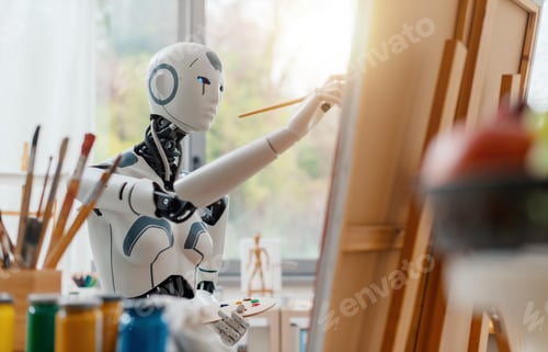 Preview: AI robot painting in the art studio