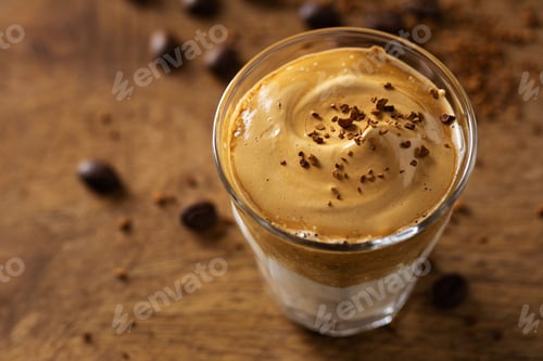 Preview: Dalgona coffee with whipped foam in cup