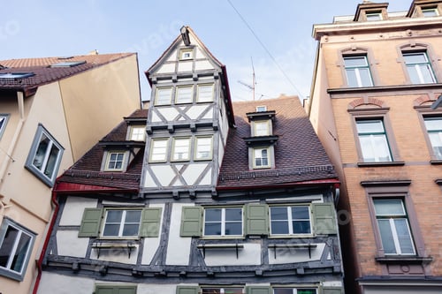 Preview: old wooden beam houses. Fishermen's Quarter. Ulmer Stadtmauer. Fachwerk. Ulmer Muenster