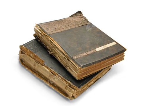 Preview: old book with an engraving, isolated on white background