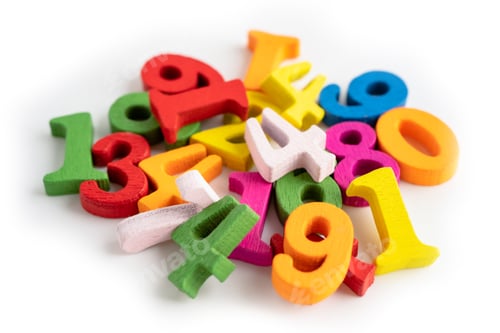 Preview: Math number colorful on white background, education study mathematics learning teach concept.