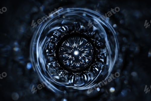 Preview: Closeup shot of the bottom of a crystal glass creating a beautiful abstract effect