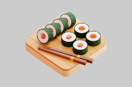 Preview: Stylized 3D Sushi Platter With Chopsticks