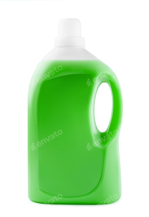 Vista previa: jabón líquido o detergente en una botella de plástico