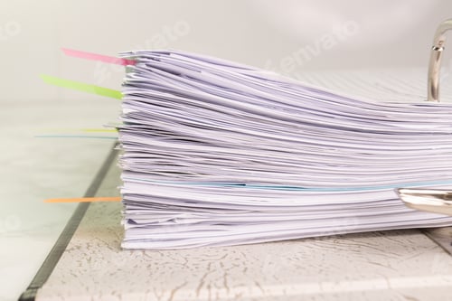 Preview: white paper stack in folder file for a business contract, income, expenses