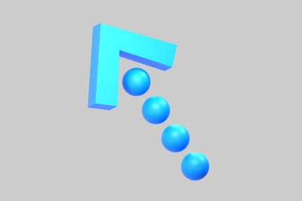 Visualização: Design de cascata de esferas azuis