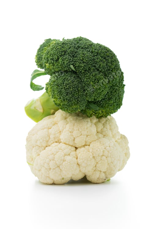 Preview: Broccoli and cauliflower isolated on white background