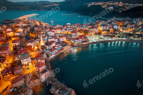 Preview: Aerial view of historic Ottoman and Turkish town Amasra view from drone.