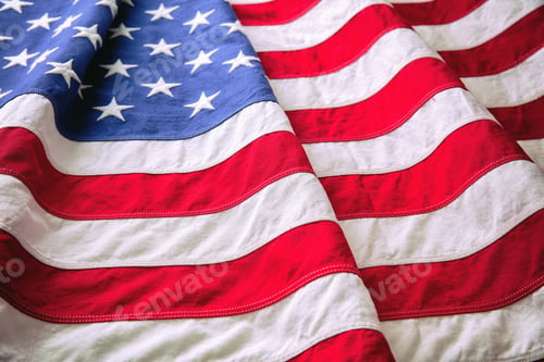 Preview: US America flag wave background closeup, American National Holiday