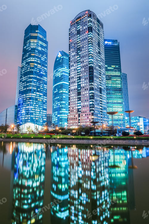 Preview: modern architecture and reflection at night