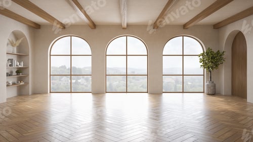 Preview: Empty modern interior room wabi sabi style