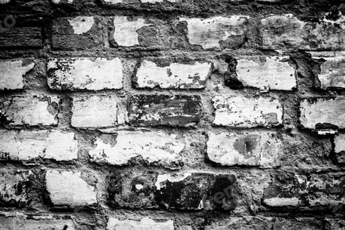Preview: Dirty old brick wall, black and white image, imitation of the old photos, selective focus