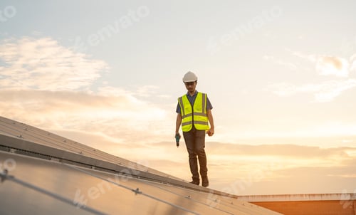 Preview: Engineer working on checking equipment in solar power plant.