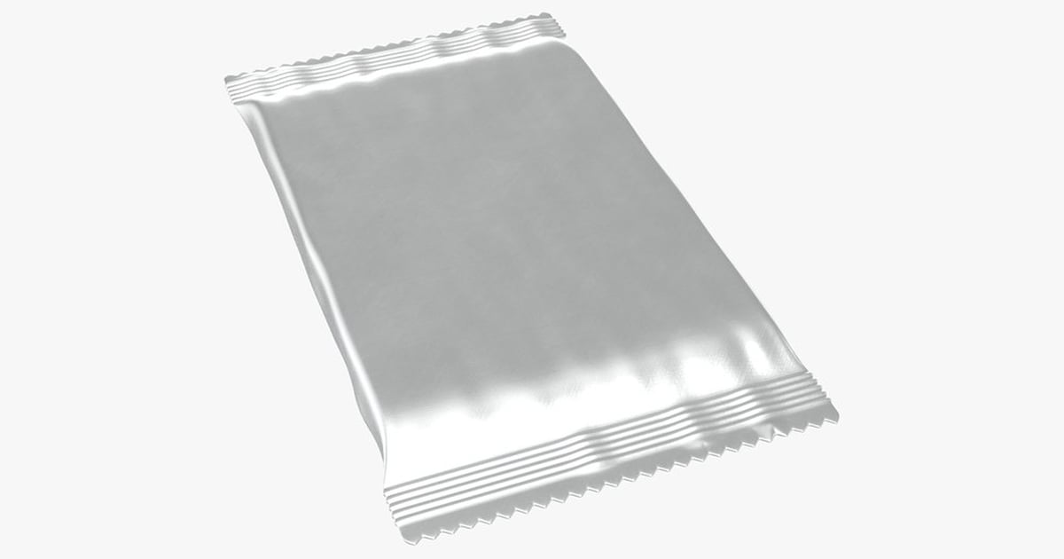 Chocolate Bar Packaging Wrapper, Silver Rectangular Package with ...