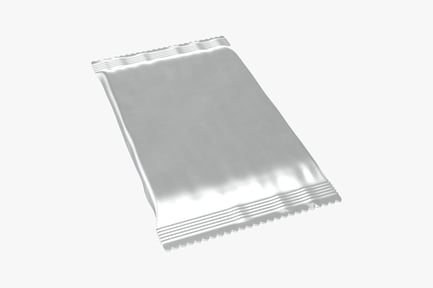 Preview: Chocolate Bar Packaging Wrapper, Silver Rectangular Package with Crimped Edges