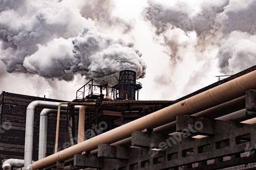 Preview: Thick smoke from metallurgical plant. pipes and production facilities.