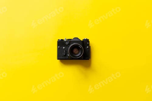 Preview: a vintage classic old fashioned photo camera, simple creative idea concept