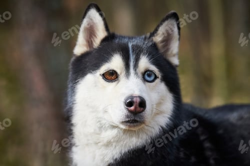 Preview: Siberian Husky dog with huge eyes, funny surprised Husky dog with confused big eyes, excited doggy
