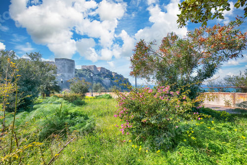 Preview: Amazing view of Milazzo city and castle during sunny day.