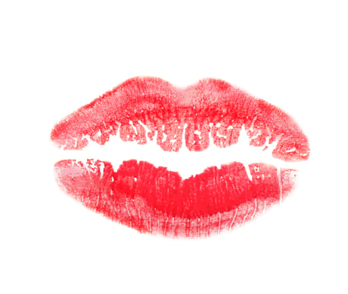 Preview: Lipstick kiss mark isolated on white, top view